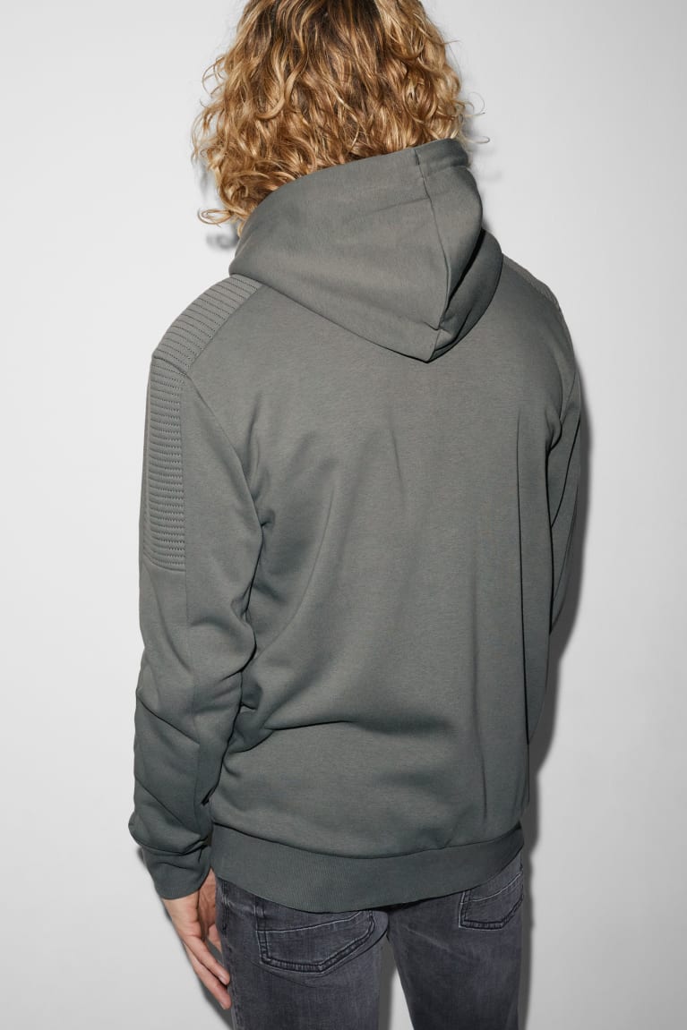 Gray Melange C&A Zip-through With Hood Men's Sweatshirts | JMWIS-5037