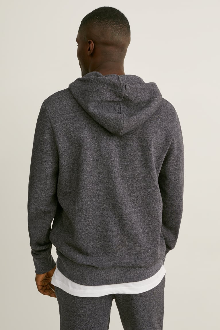 Gray Melange C&A Zip-through With Hood With Organic Cotton Men's Sweatshirts | FJSBN-4295