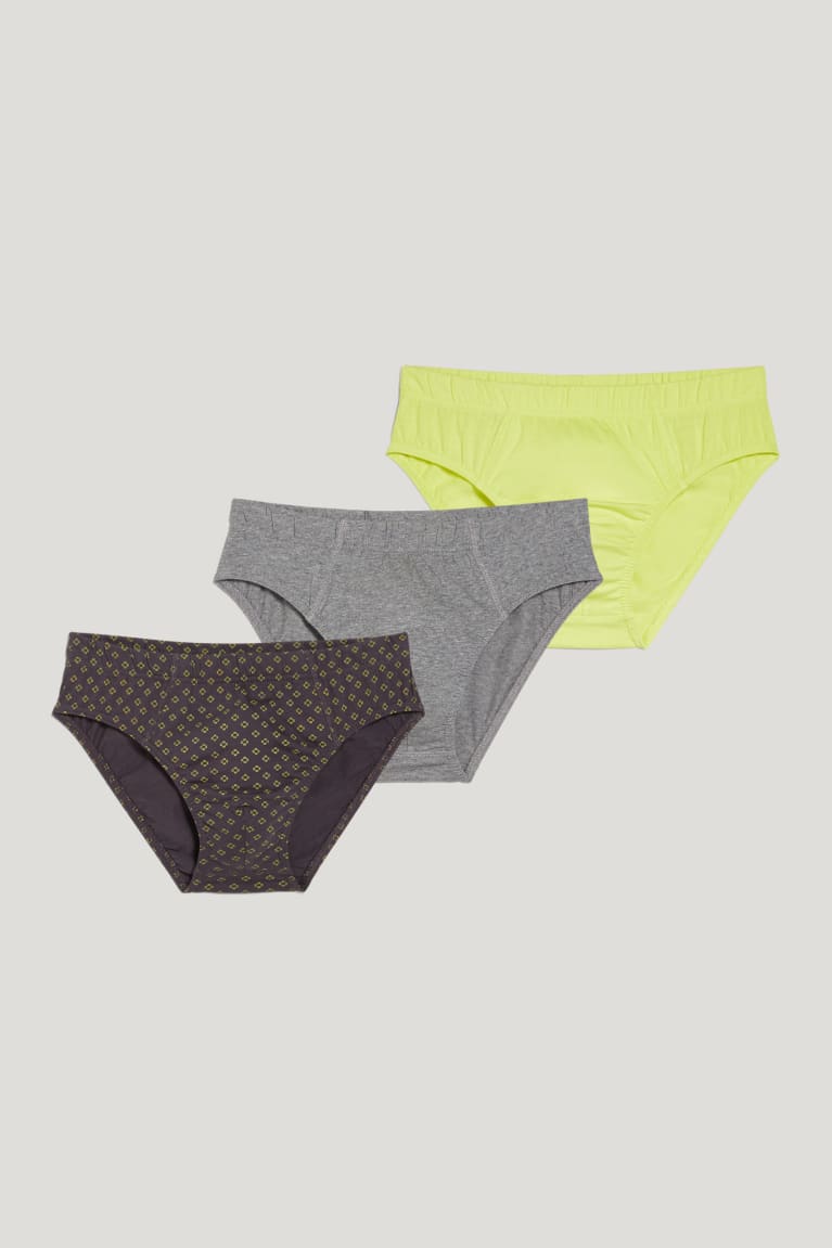 Gray / Yellow C&A Multipack Of 3 Briefs Organic Cotton Men's Underwear | TBDRC-7805