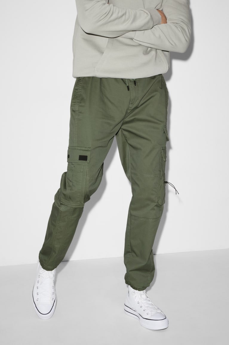 Green C&A Cargo Slim Fit Men's Trousers | AKMJO-5912