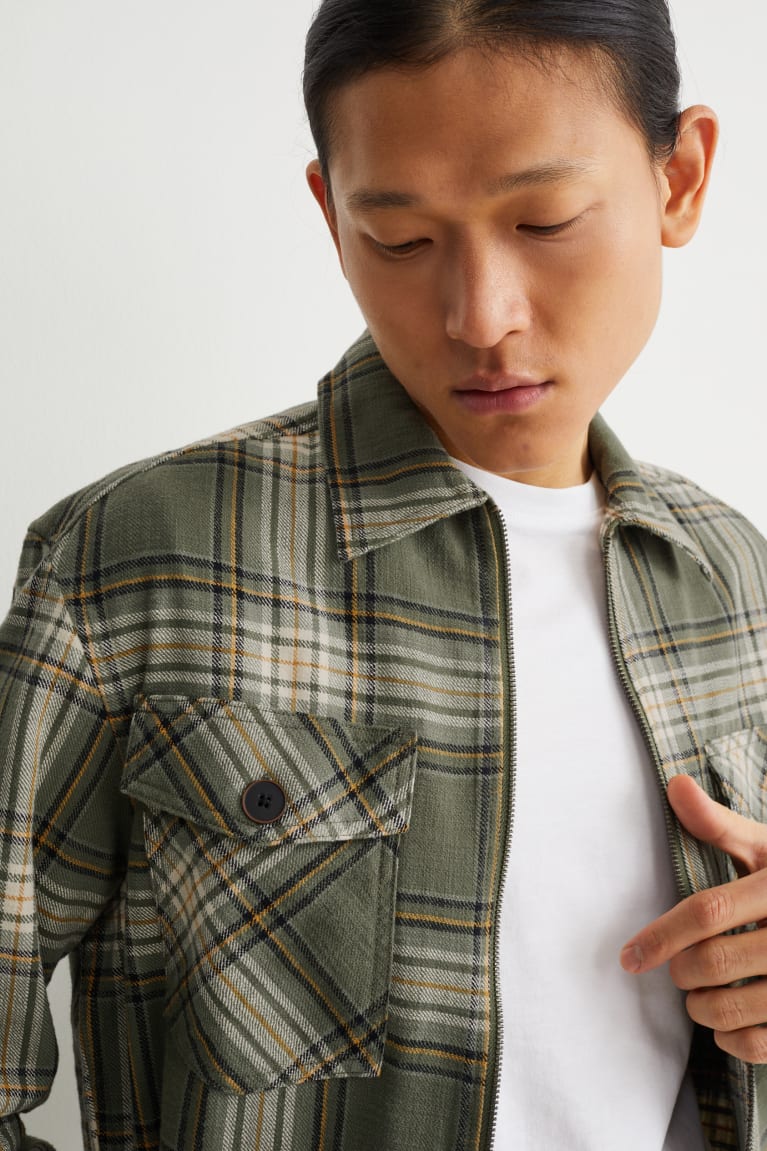 Green C&A Check Men's Shirts | KXSLC-5819