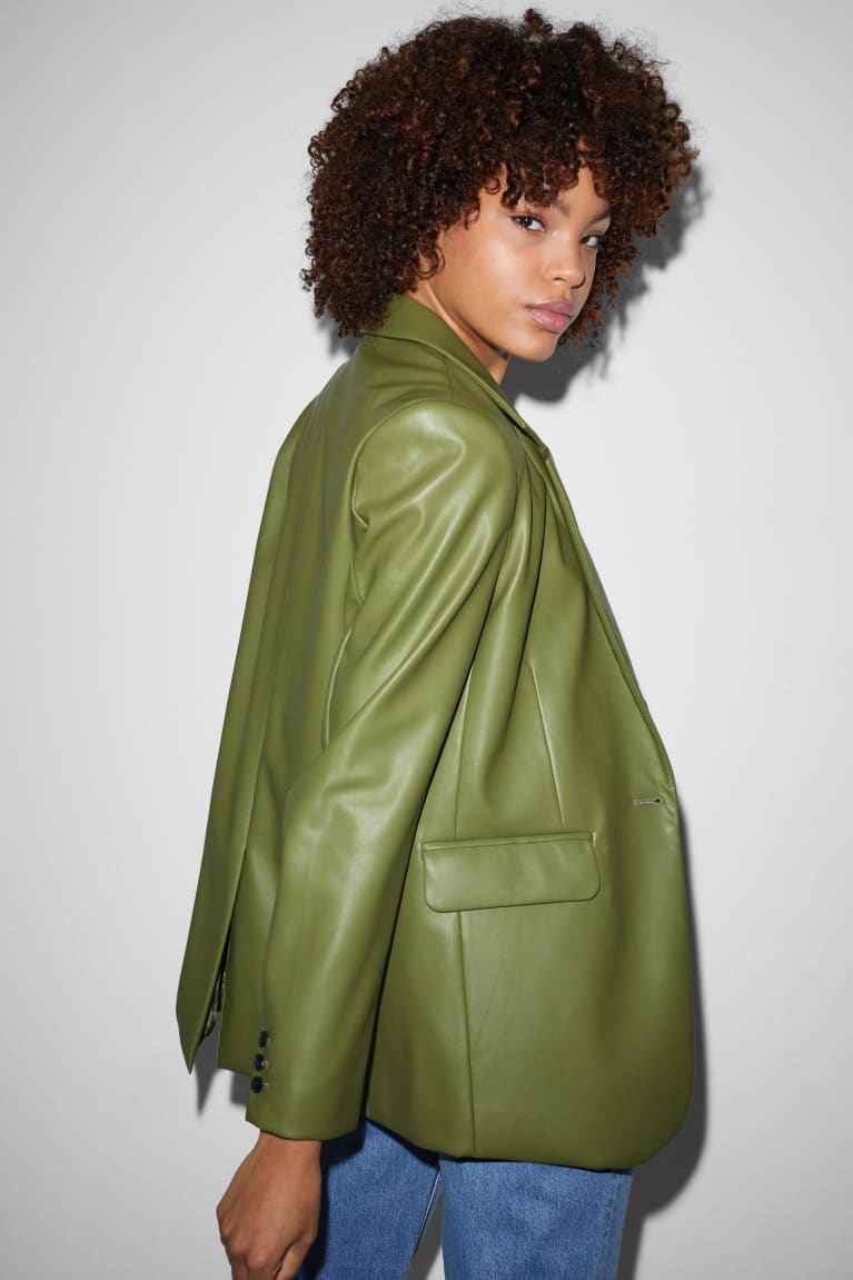 Green C&A Clockhouse Faux Leather Women's Jackets | JRAZF-0765