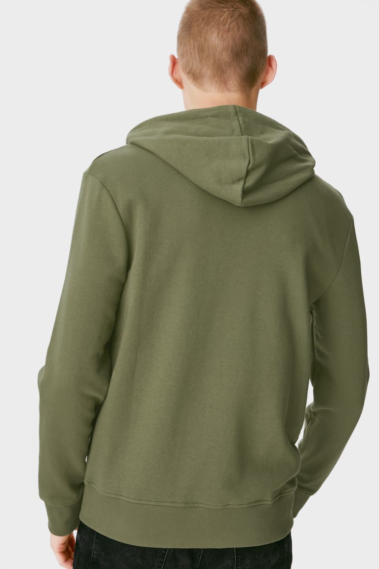 Green C&A Clockhouse Zip-through With Hood Men's Sweatshirts | TELIF-1562