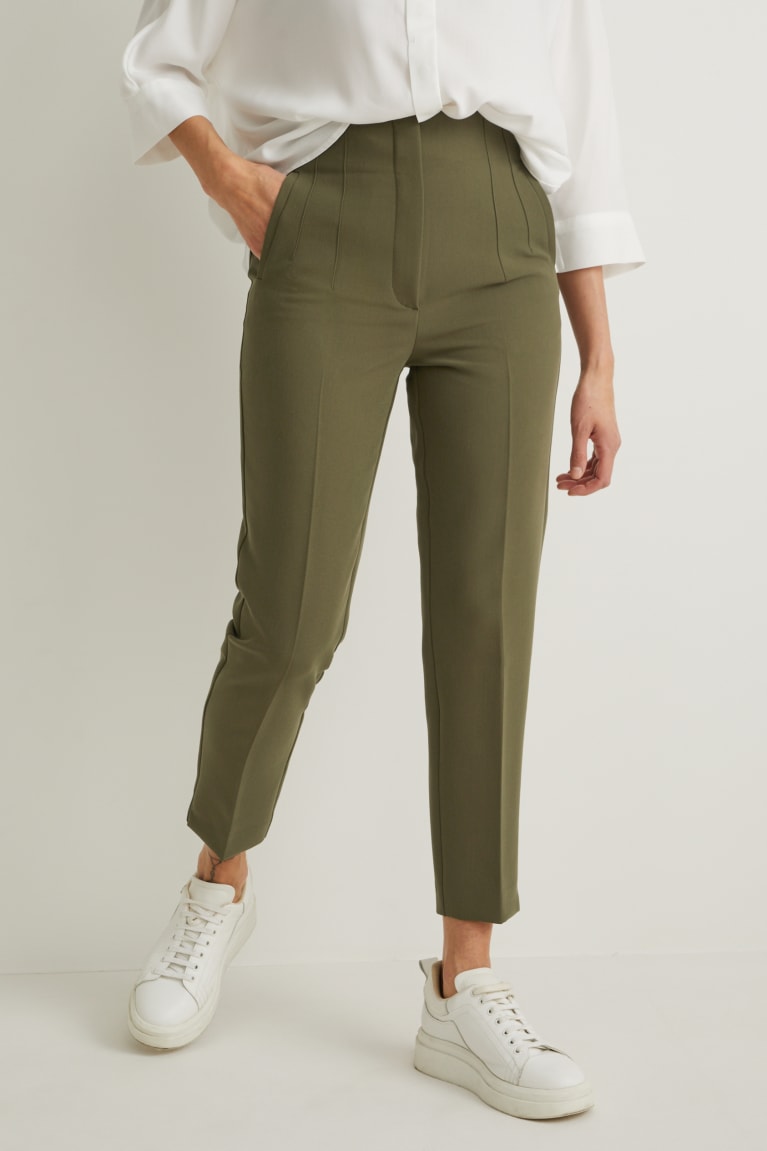 Green C&A Cloth High Waist Cigarette Fit Recycled Women's Trousers | MGTZN-2807