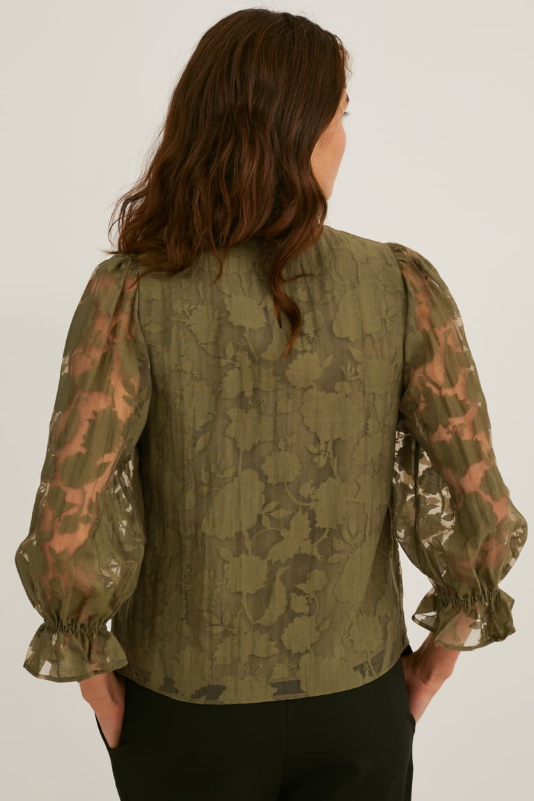 Green C&A Floral Women's Blouses | TZBMP-1376