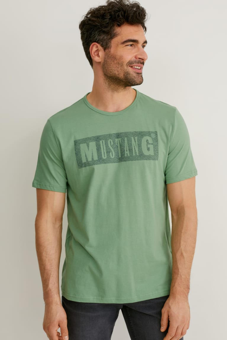 Green C&A Mustang Men\'s T-shirts | QWZBG-2314