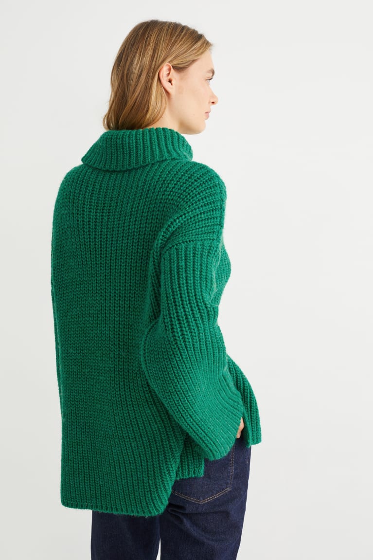 Green C&A Polo Neck Women's Jumper | SVFOW-0895