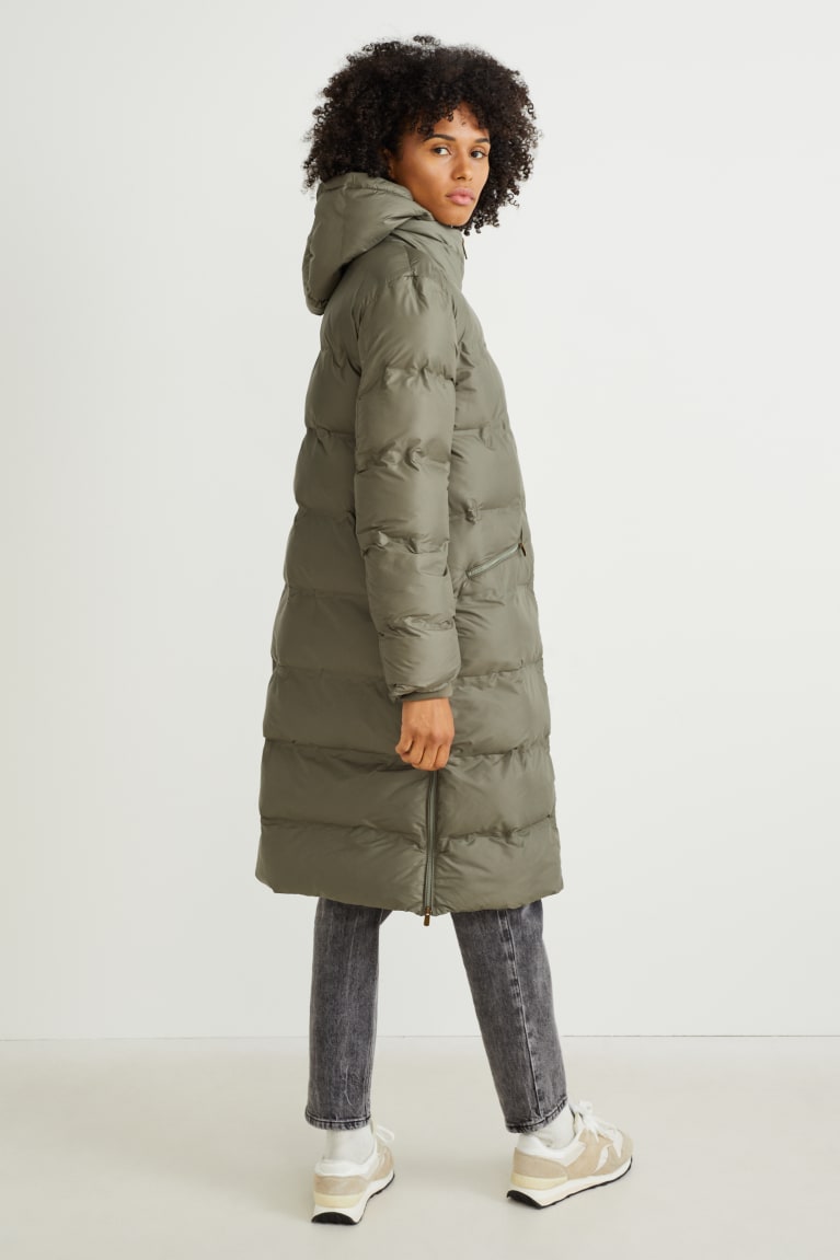 Green C&A Quilted With Hood Bionic-finish®eco Recycled Women's Coats | EQHSA-0693