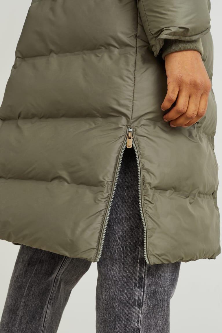 Green C&A Quilted With Hood Bionic-finish®eco Recycled Women's Coats | EQHSA-0693