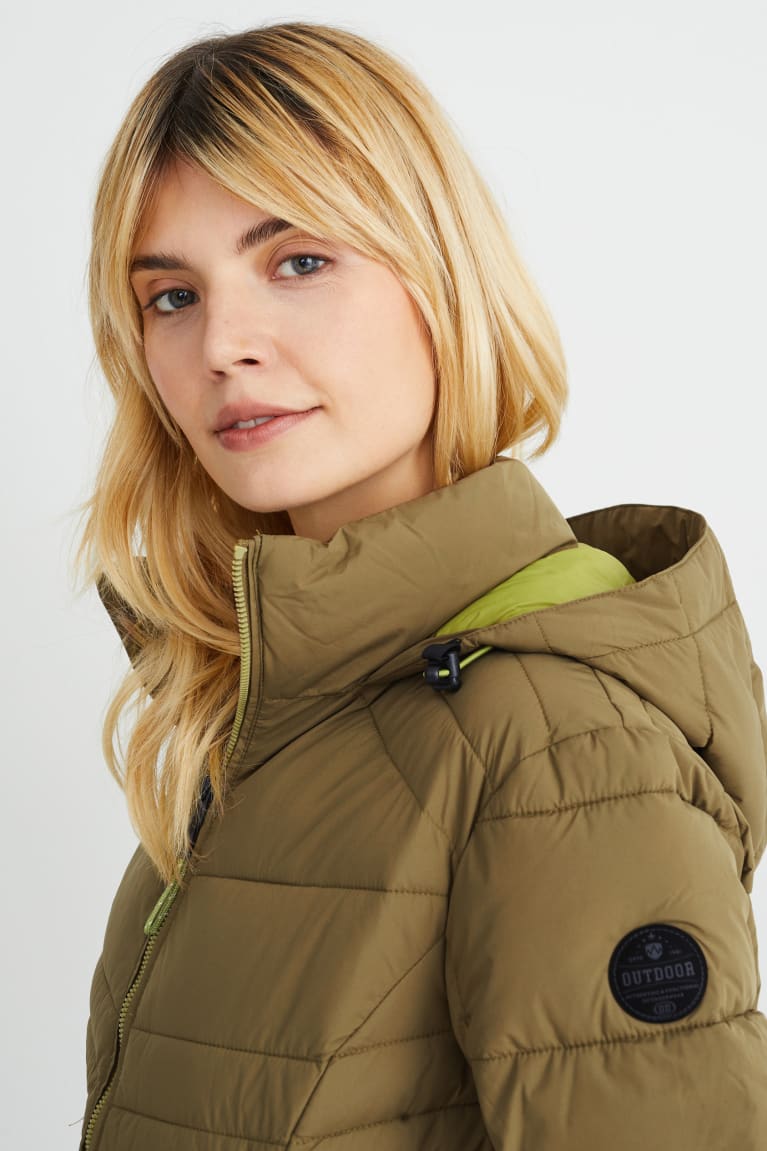 Green C&A Quilted With Hood Women's Coats | KBITO-3650