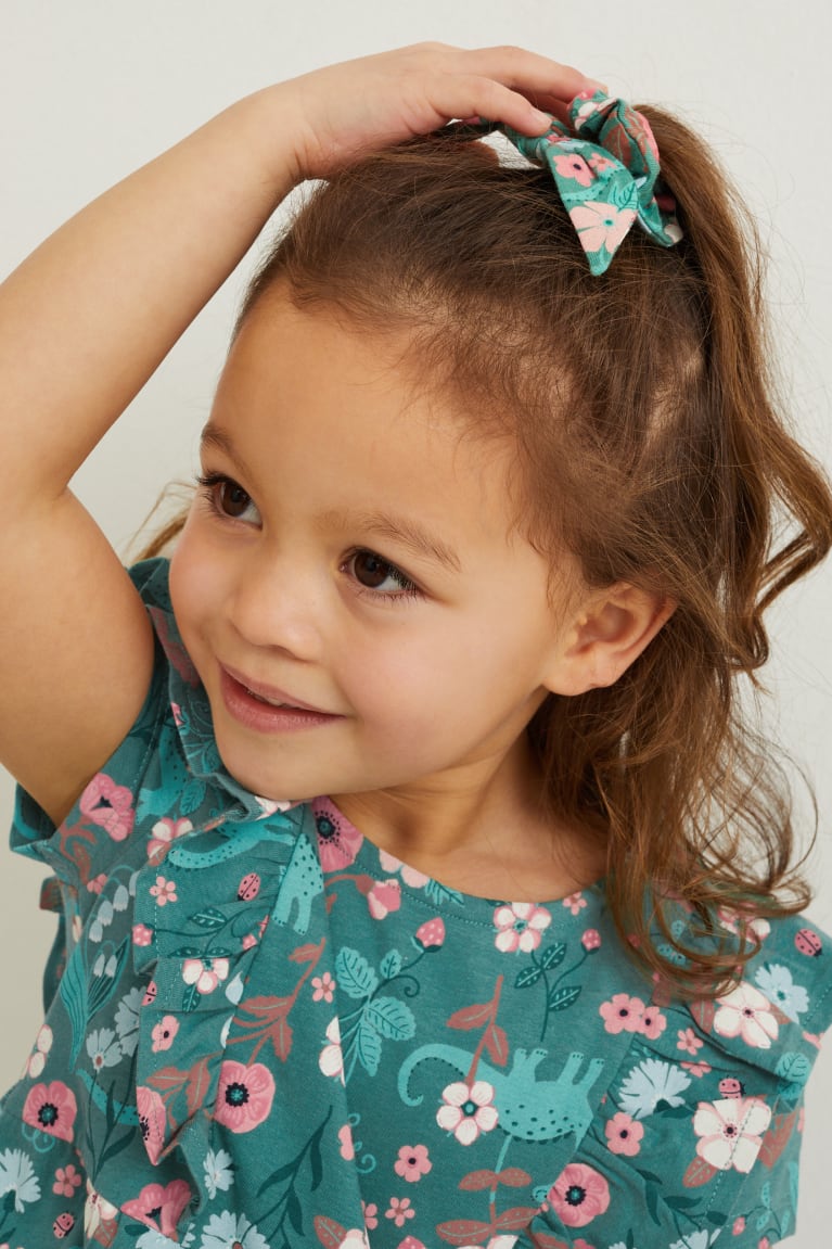 Green C&A Set And Scrunchie 2 Piece Floral Girls' Dress | EWDYS-3567