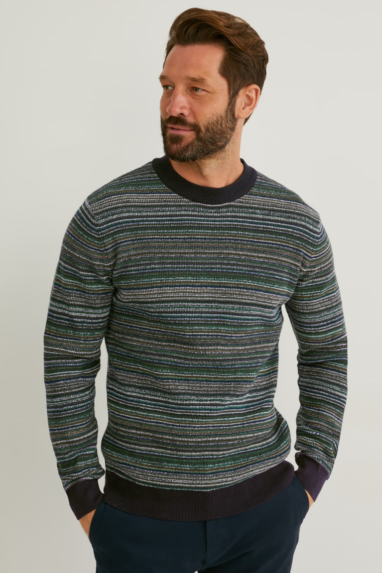 Green C&A Striped Men\'s Jumper | KNVPA-4375