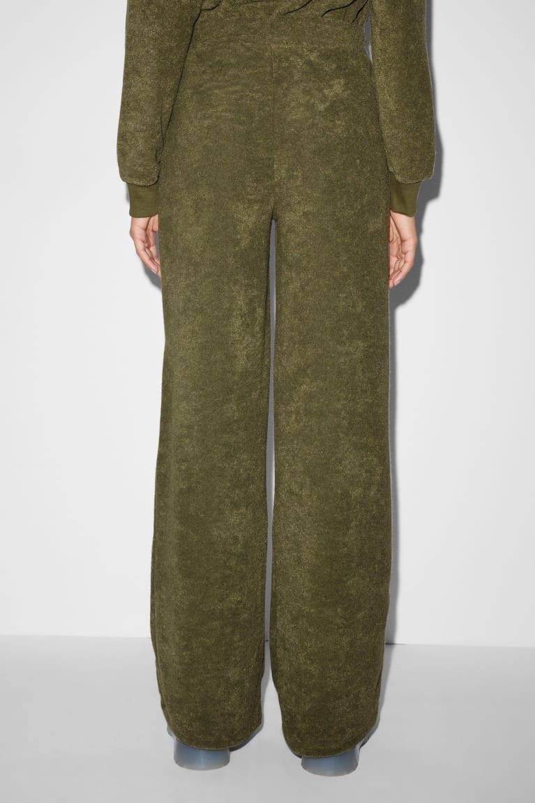 Khaki C&A Clockhouse Terry Cloth Joggers Women's Trousers | OJEPM-7159