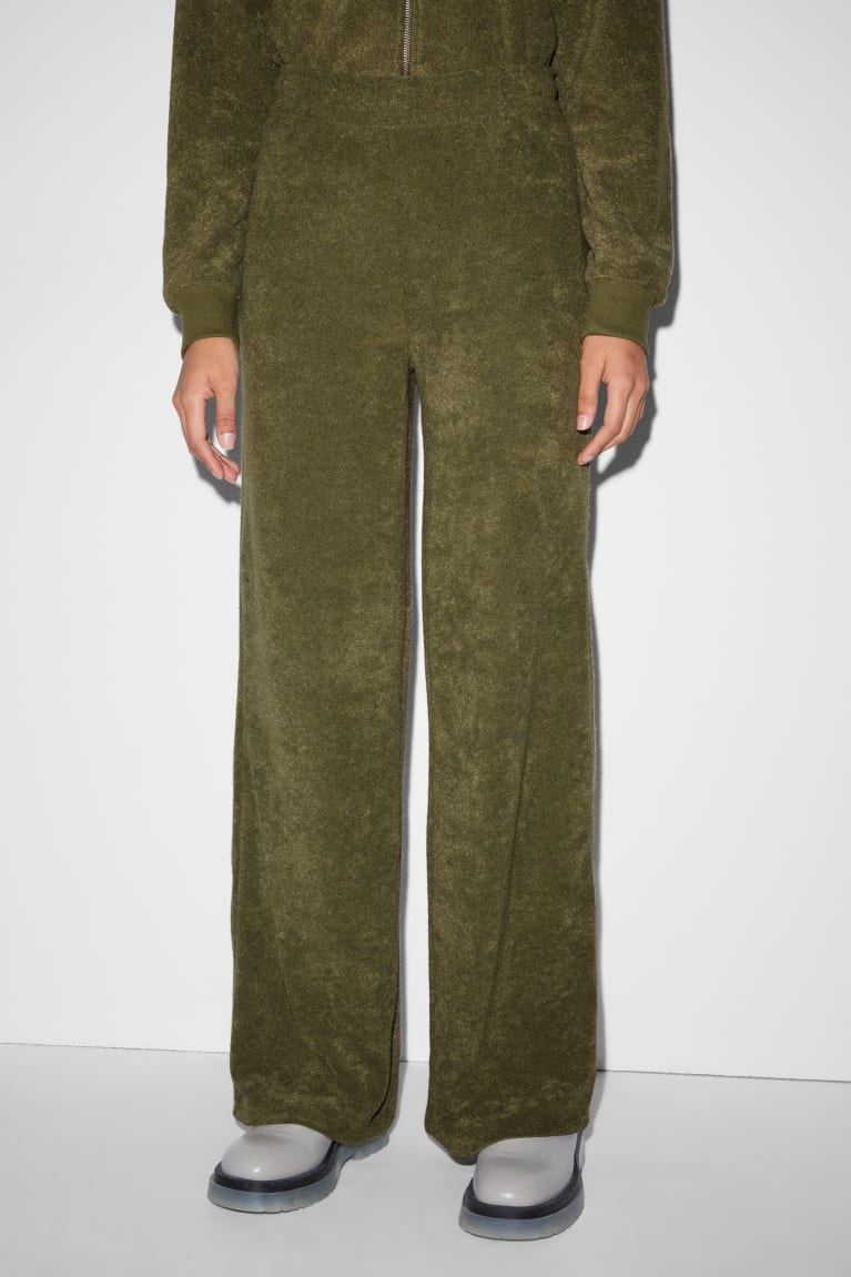 Khaki C&A Clockhouse Terry Cloth Joggers Women's Trousers | OJEPM-7159