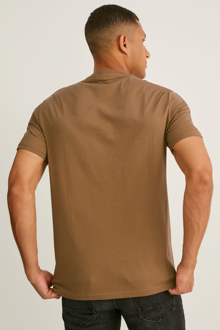 Khaki C&A Organic Cotton Men's T-shirts | TPNLK-6134