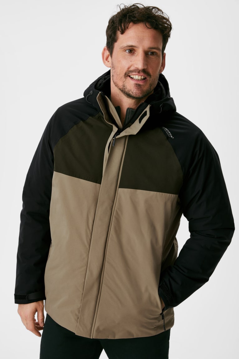 Khaki C&A Outdoor With Hood Recycled Men\'s Jackets | MRVUE-8163