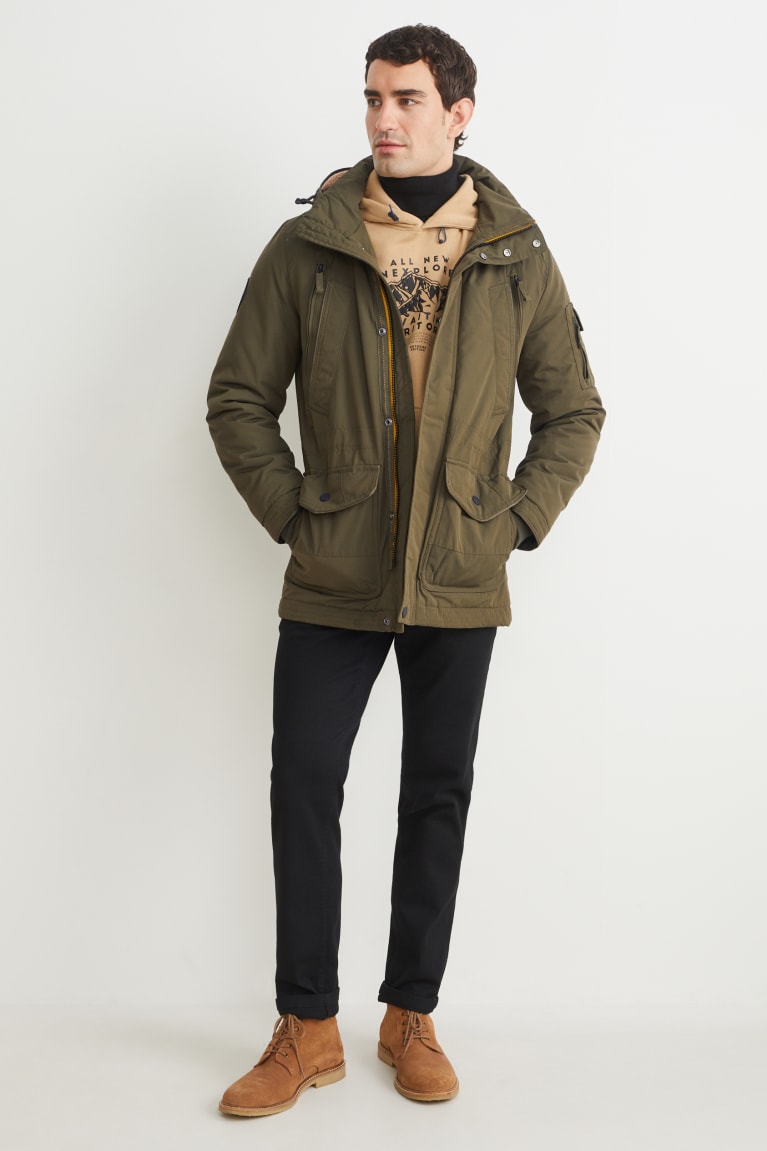 Khaki C&A With Hood Men's Jackets | KCQFY-1984