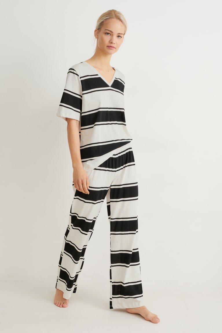 Light Beige C&A Pyjamas Striped Women\'s Nightwear | UXWSJ-9506