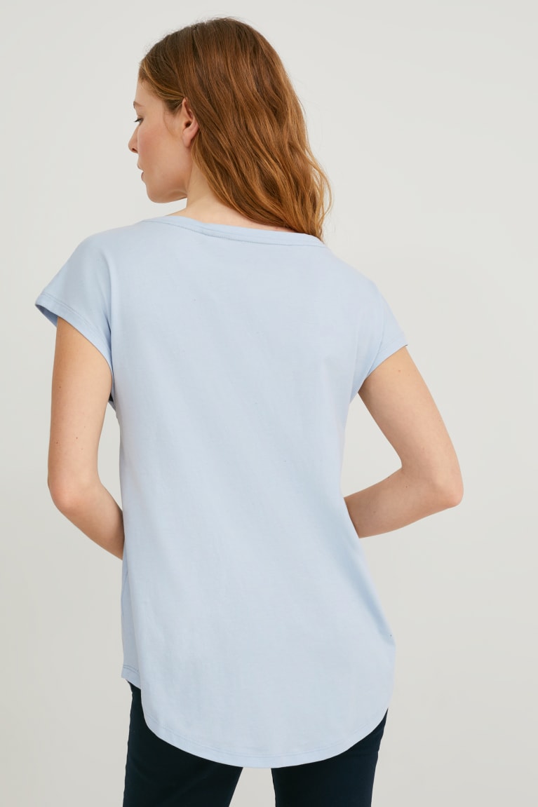 Light Blue C&A Basic Women's T-shirts | IKJQT-1965