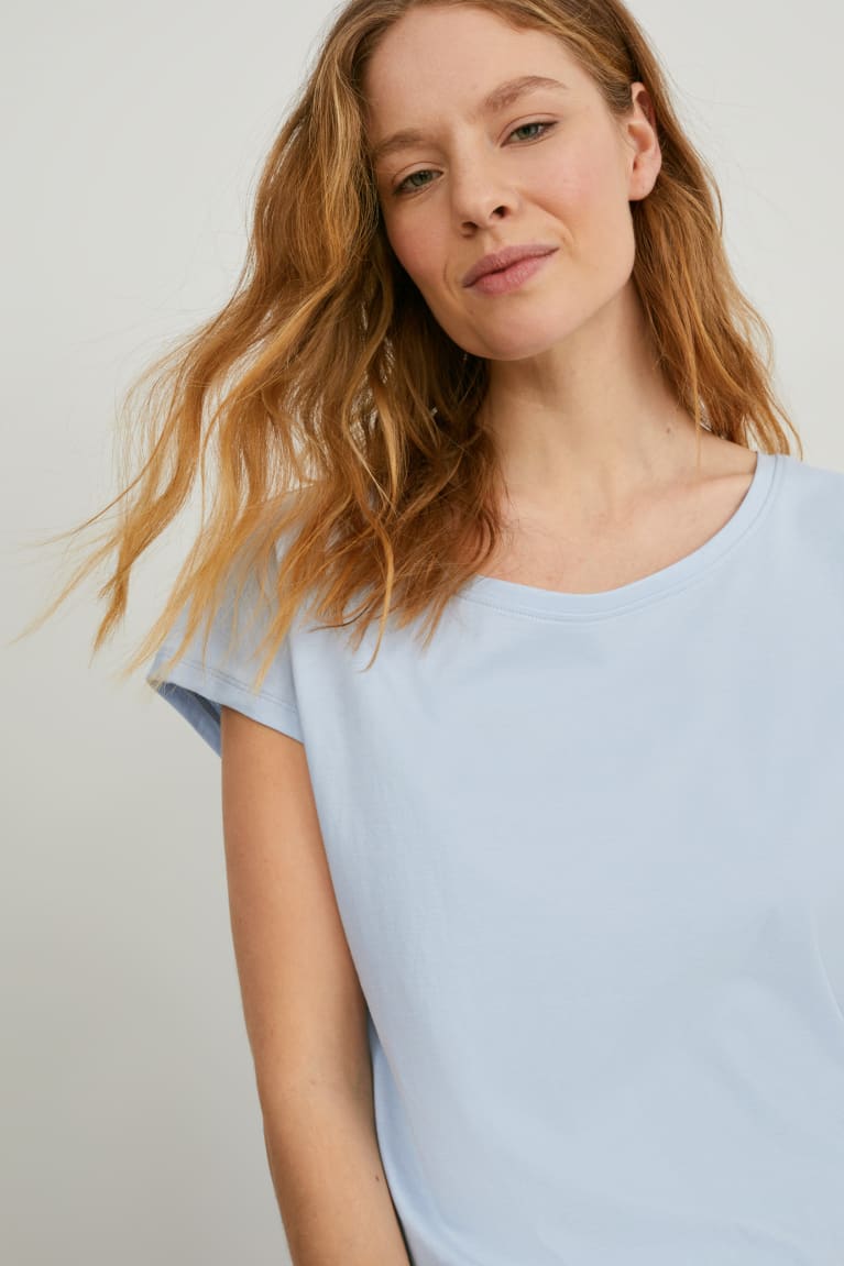 Light Blue C&A Basic Women\'s T-shirts | IKJQT-1965