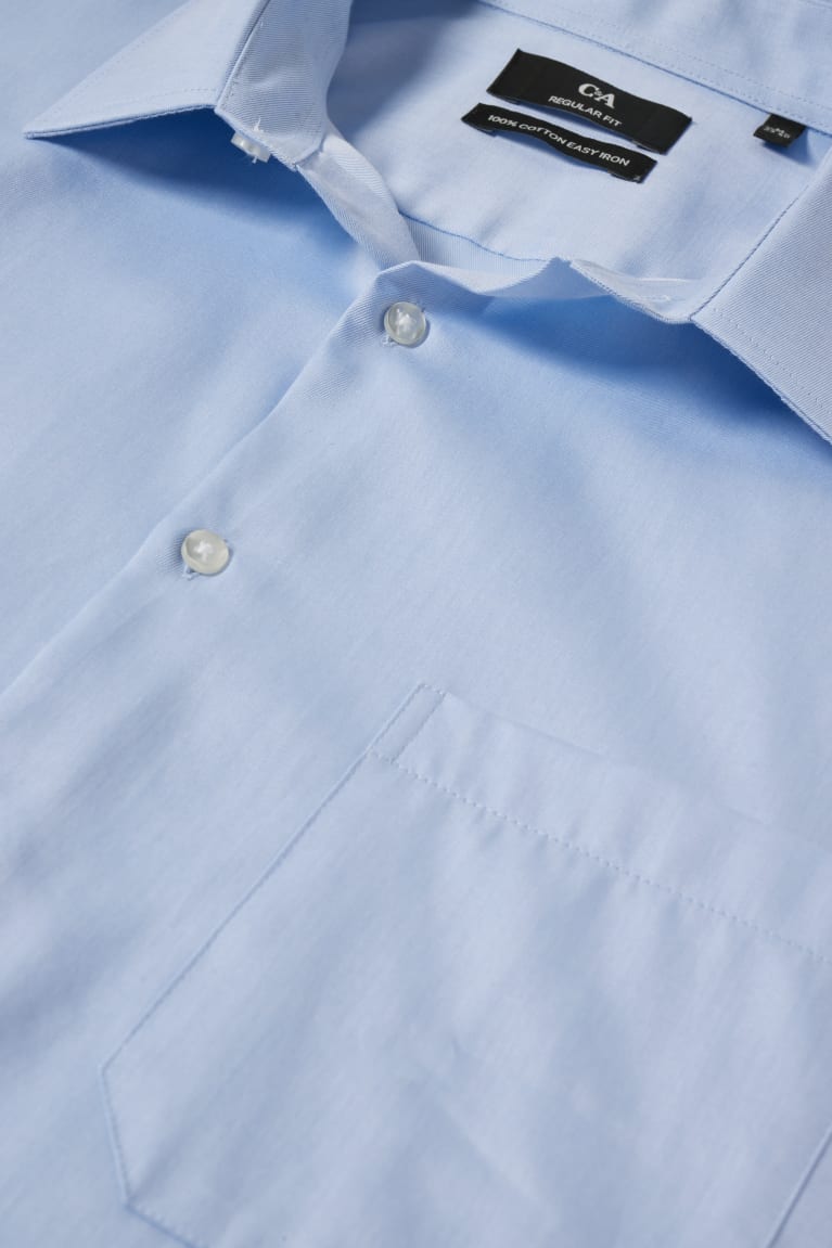 Light Blue C&A Business Regular Fit Kent Collar Easy-iron Men's Shirts | WMLUZ-8350