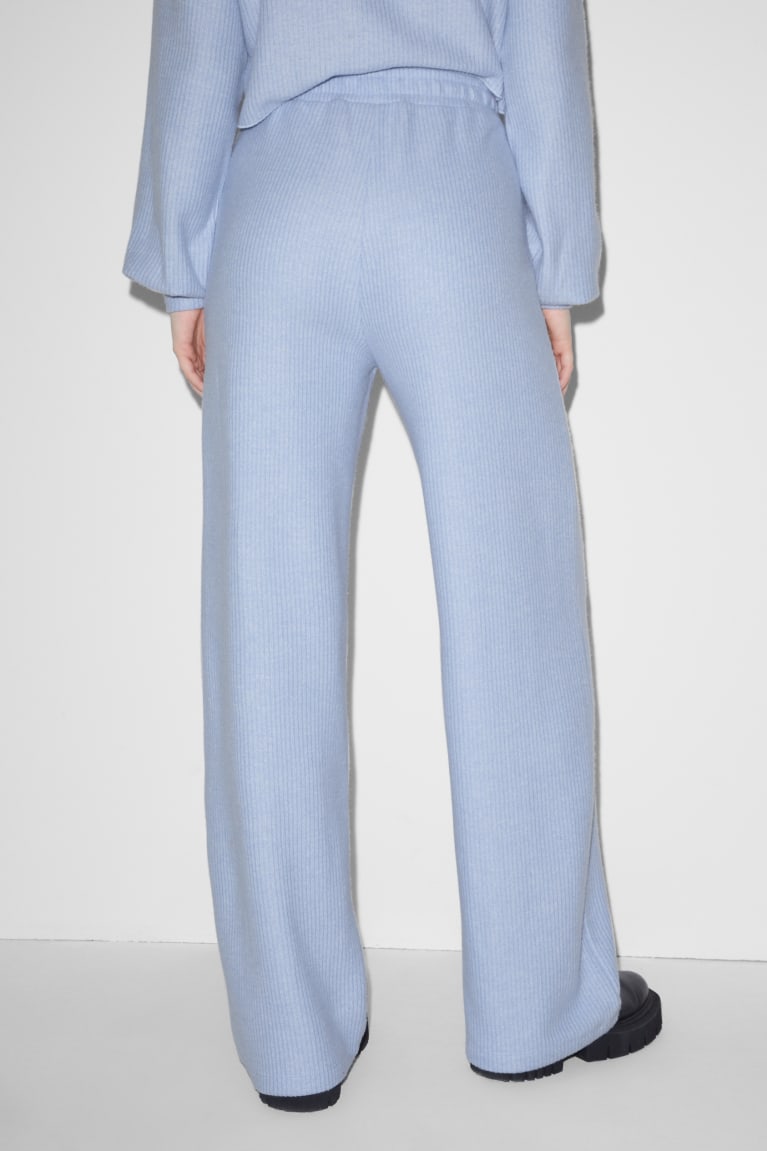 Light Blue C&A Clockhouse Knitted Loose Fit Women's Trousers | KSGQU-9815