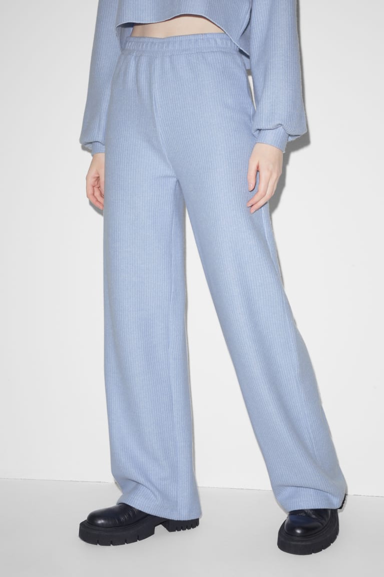 Light Blue C&A Clockhouse Knitted Loose Fit Women's Trousers | KSGQU-9815