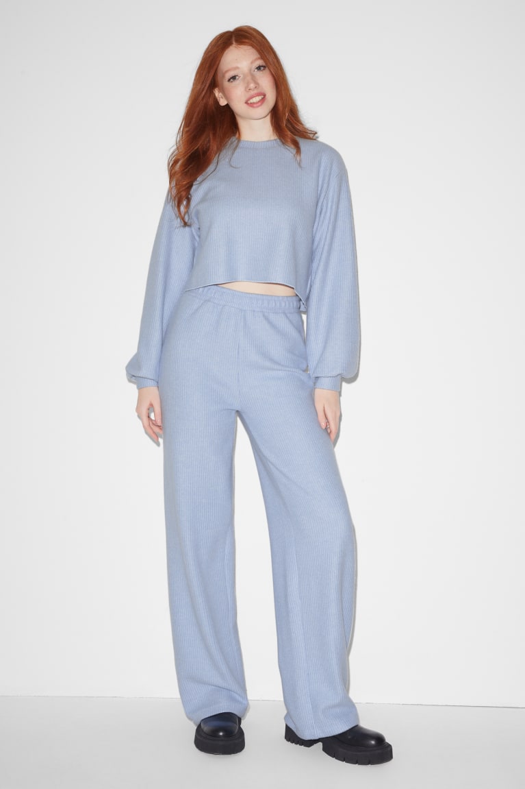 Light Blue C&A Clockhouse Knitted Loose Fit Women\'s Trousers | KSGQU-9815