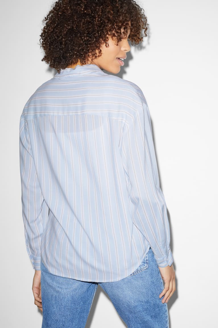 Light Blue C&A Clockhouse With Livaeco™ Fibres Striped Women's Blouses | CZVQH-3261