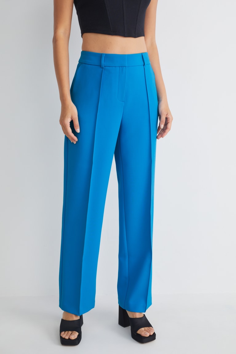 Light Blue C&A Cloth High Waist Straight Fit Recycled Women's Trousers | MFCOE-3489