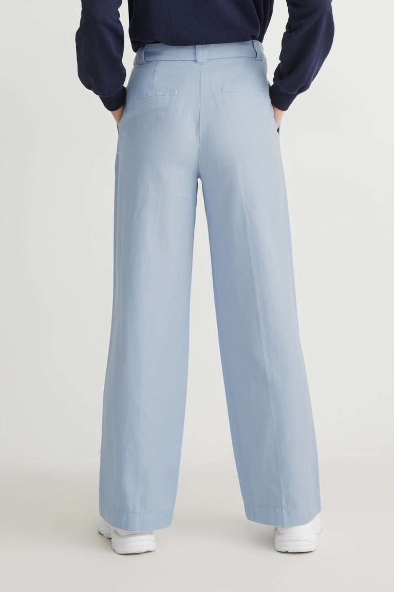 Light Blue C&A Cloth High Waist Wide Leg Women's Trousers | JBTNW-6571