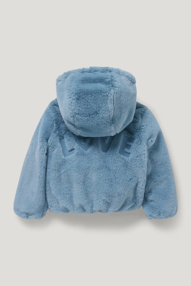 Light Blue C&A Faux Fur With Hood Girls' Jackets | DLXBN-0392