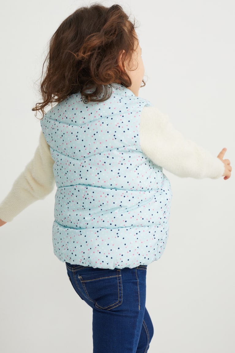 Light Blue C&A Quilted Gilet Polka Dot Girls' Jackets | ODSLT-8173