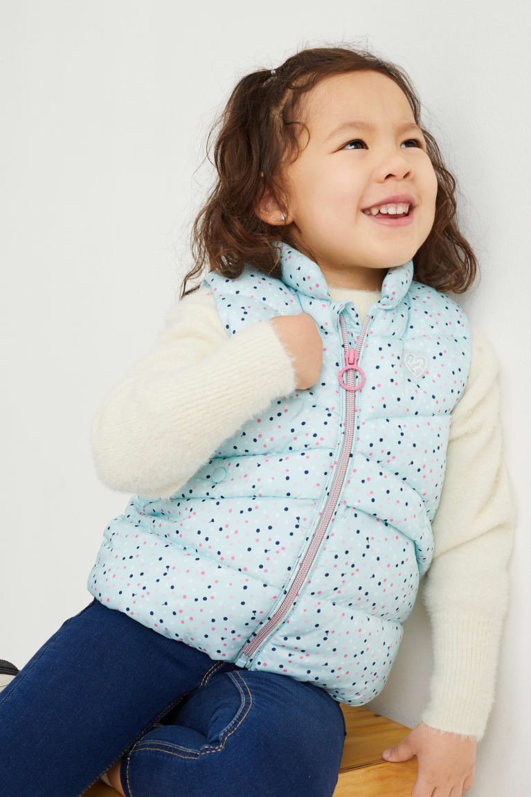 Light Blue C&A Quilted Gilet Polka Dot Girls\' Jackets | ODSLT-8173