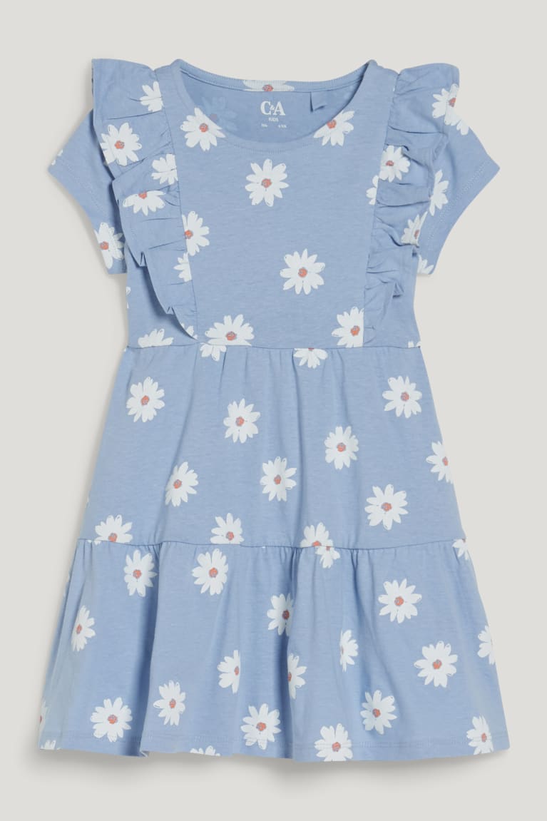 Light Blue C&A Set And Scrunchie 2 Piece Floral Girls' Dress | EZWQO-1602