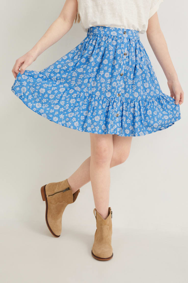 Light Blue C&A With Lenzing™ Ecovero™ Floral Girls' Skirts | WDHFZ-6814