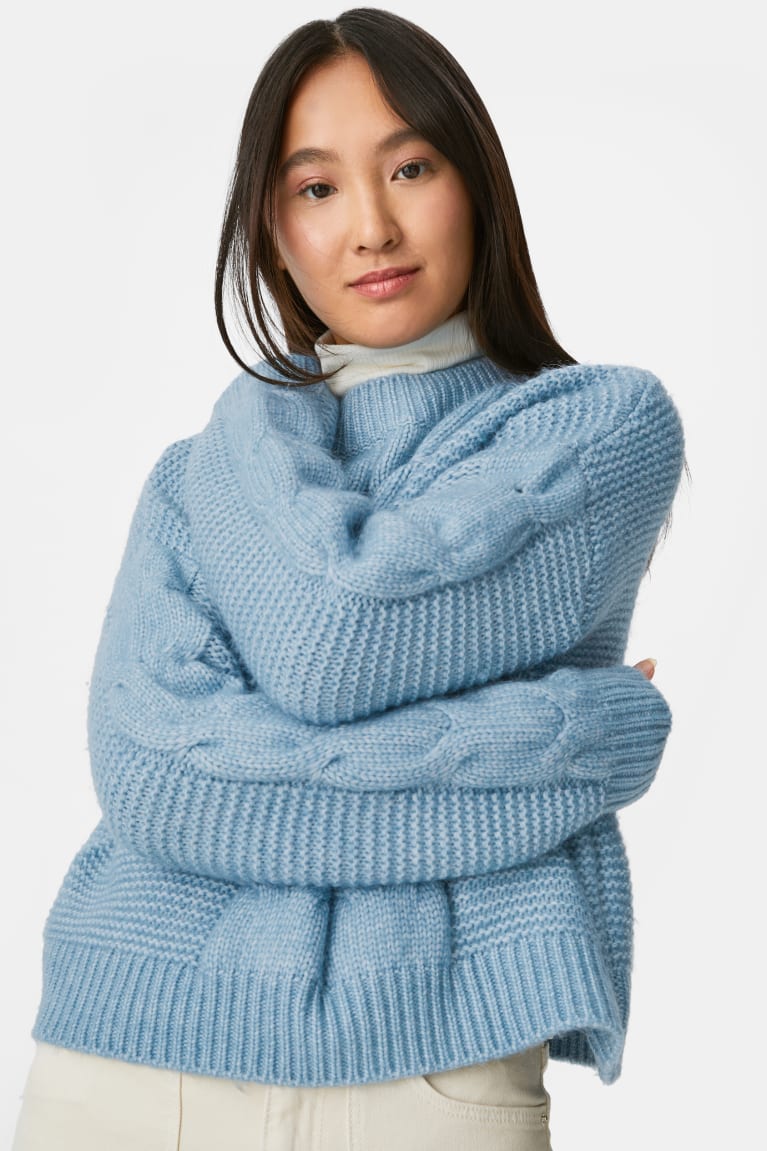 Light Blue Melange C&A Recycled Women's Jumper | ZSVQT-7189