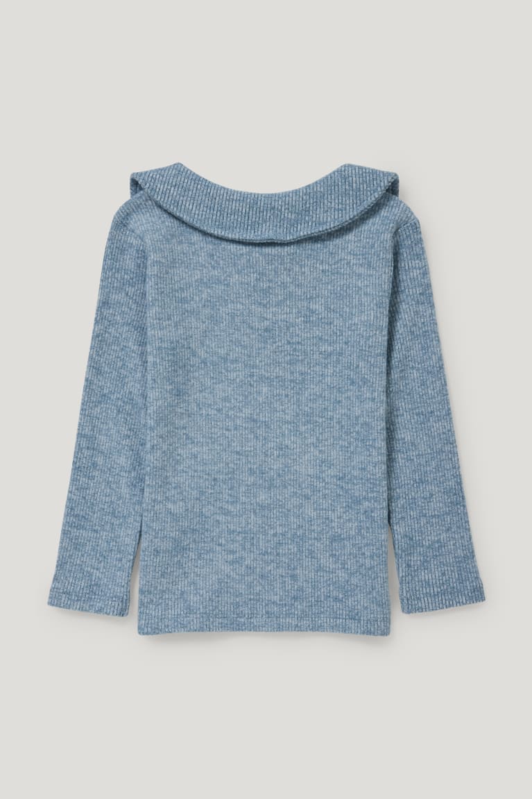 Light Blue Melange C&A Thermal Long Sleeve Girls' Top | UXGOS-2307