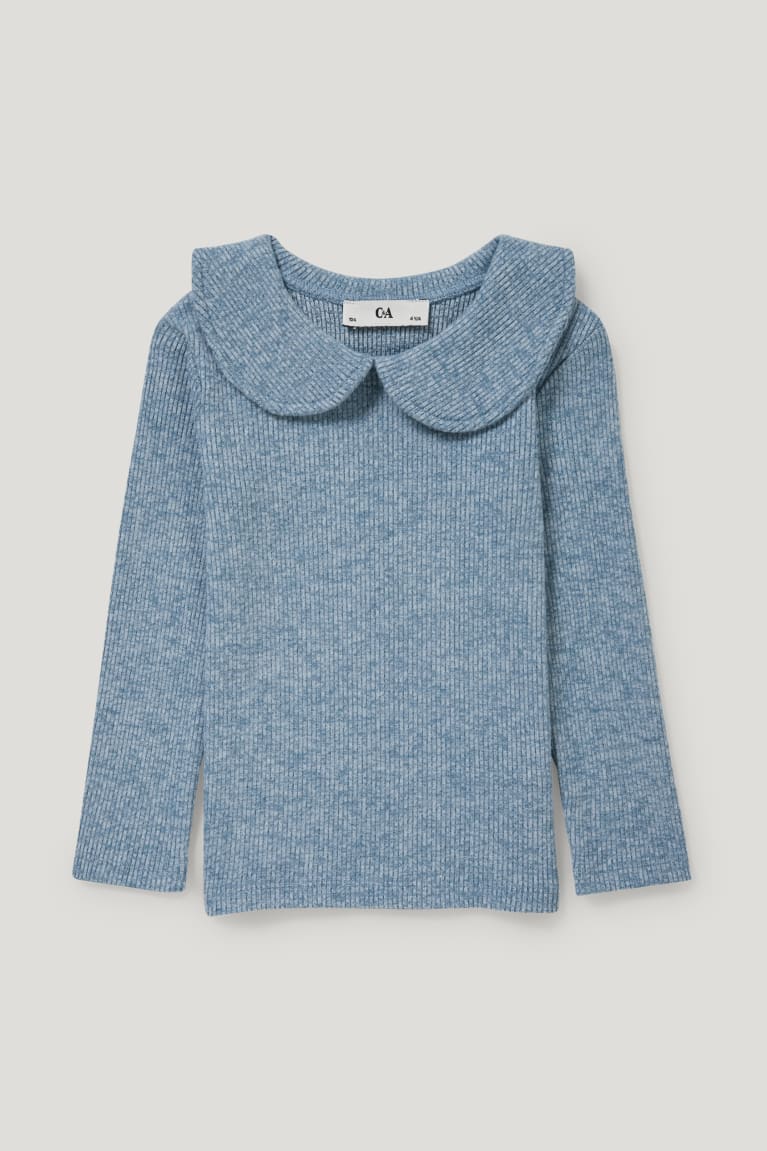 Light Blue Melange C&A Thermal Long Sleeve Girls\' Top | UXGOS-2307