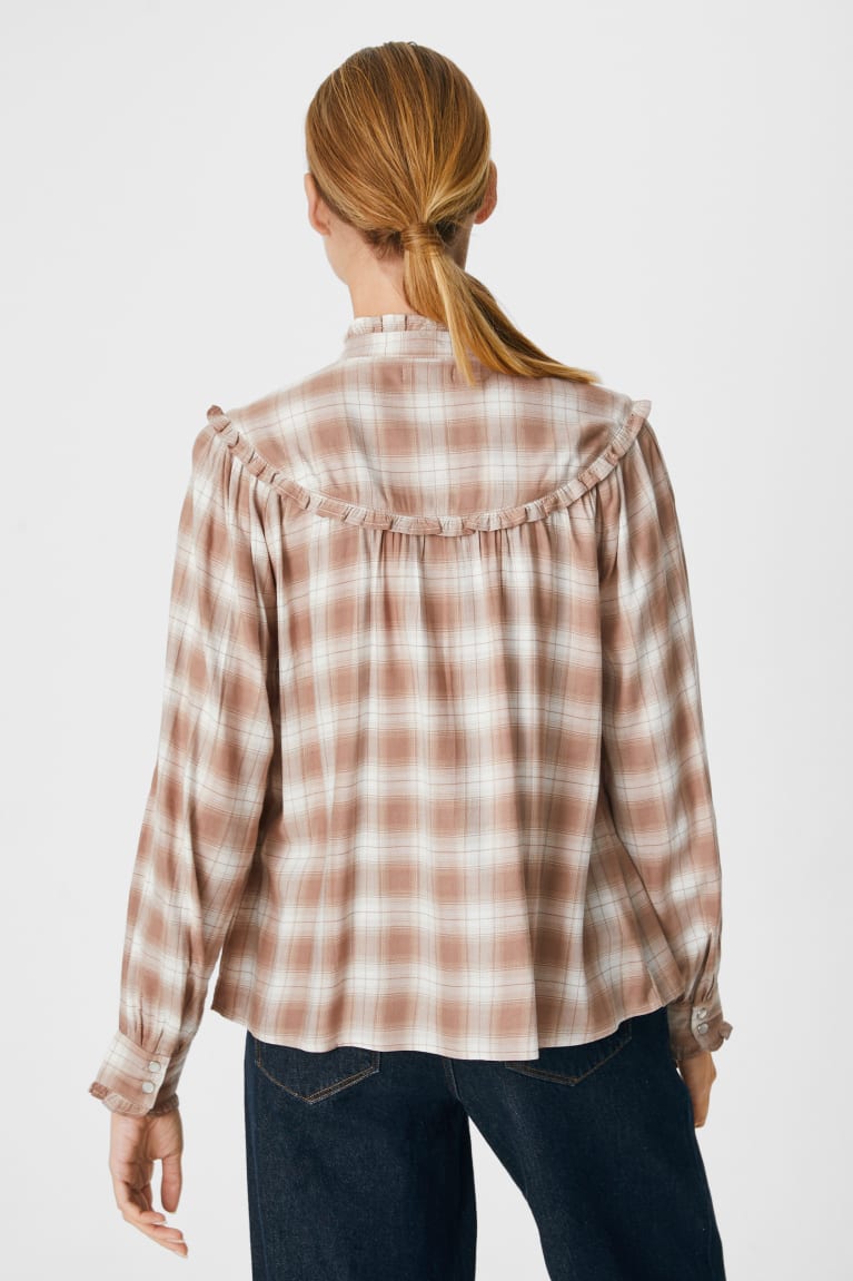 Light Brown C&A Check Women's Blouses | ZNQFR-5821