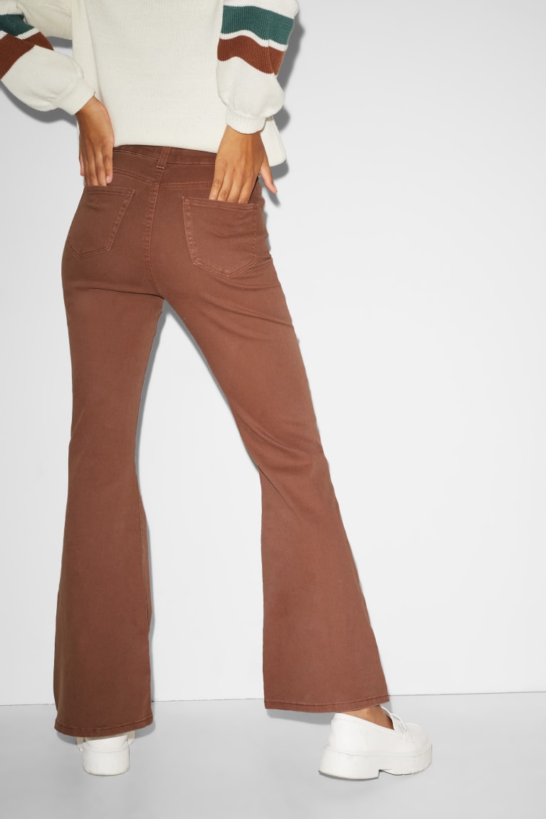 Light Brown C&A Clockhouse Flare High Waist Women's Trousers | JOLEH-1390