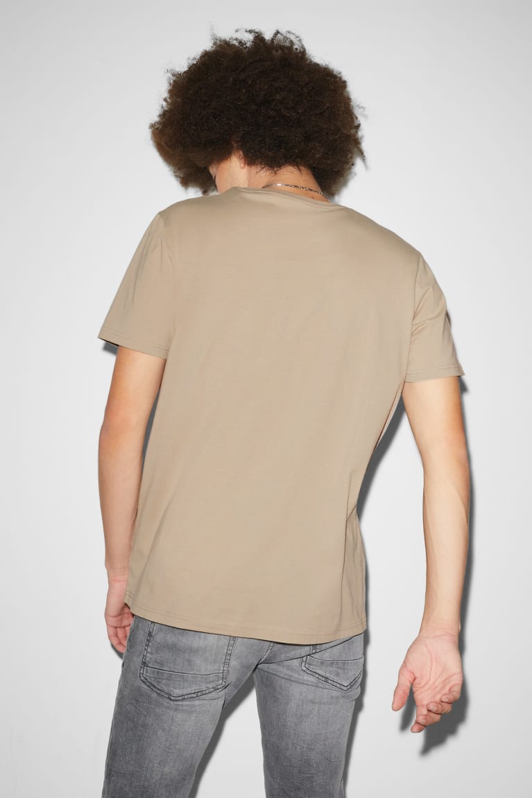 Light Brown C&A Clockhouse Men's T-shirts | RMOUF-8541