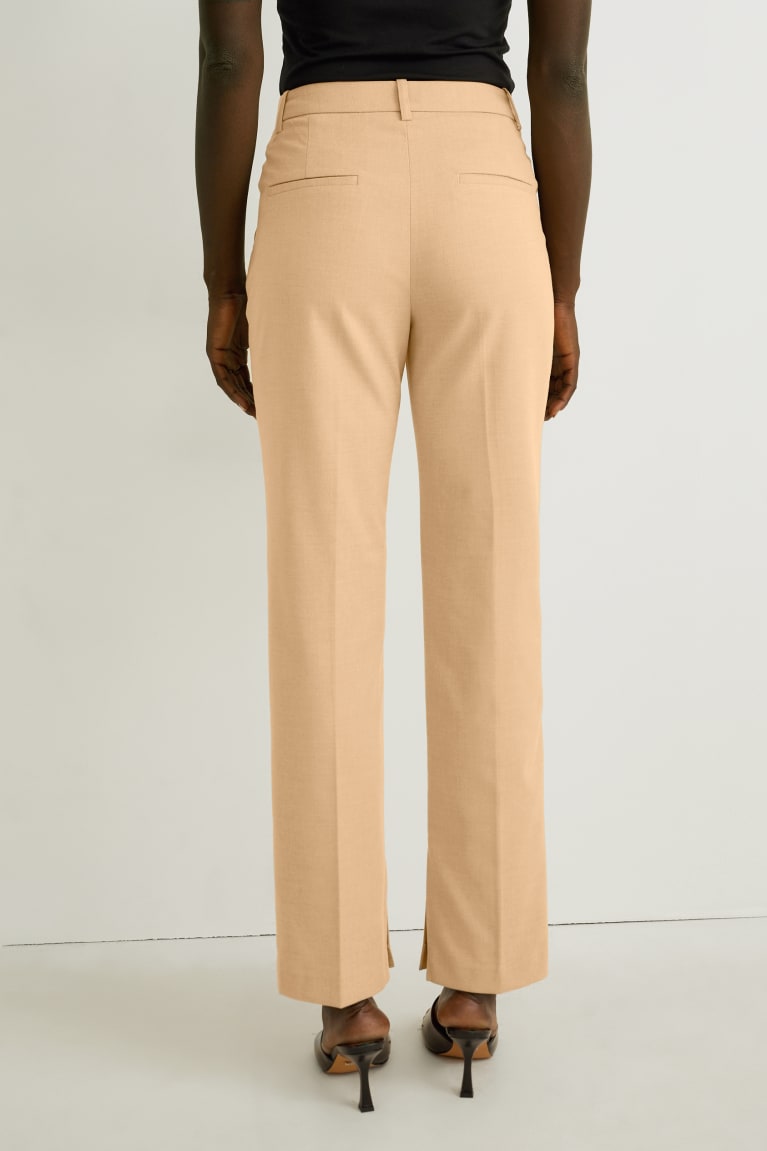 Light Brown C&A Cloth Mid-rise Waist Straight FiRecycled Women's Trousers | EOSNT-9571