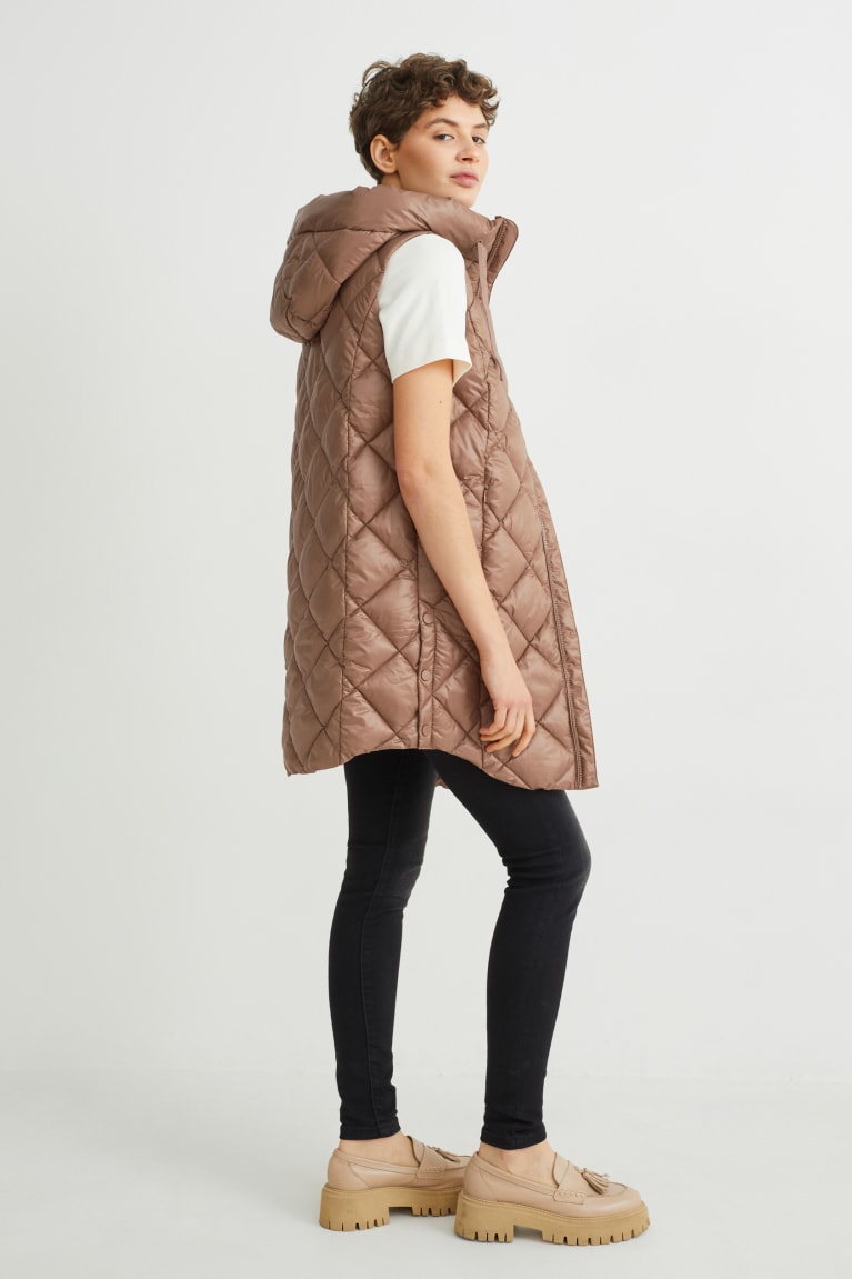 Light Brown C&A Quilted Gilet With Hood Bionic-finish®eco Women's Jackets | DQVUO-1043