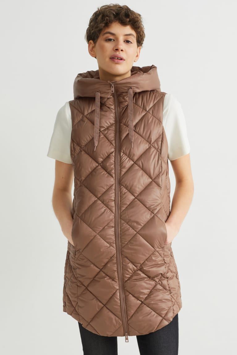 Light Brown C&A Quilted Gilet With Hood Bionic-finish®eco Women\'s Jackets | DQVUO-1043