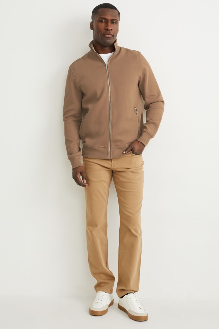 Light Brown C&A Zip-through Men's Sweatshirts | UXBZT-7906