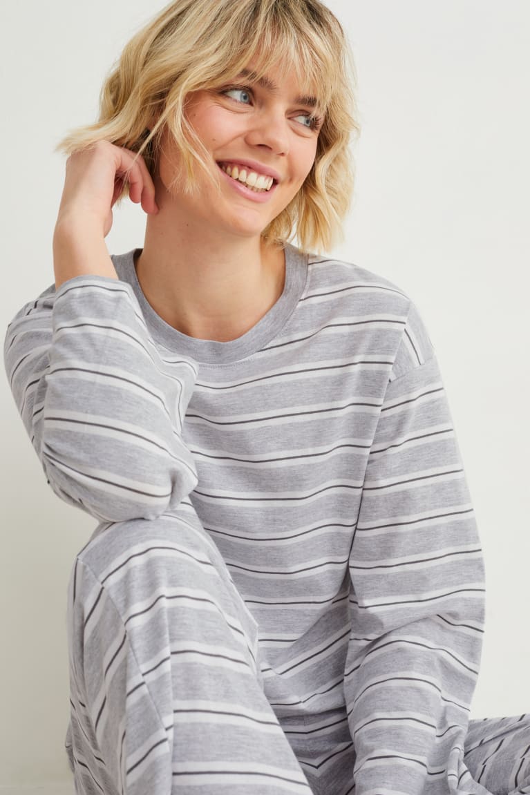 Light Gray C&A Pyjamas Striped Women's Nightwear | MLDEO-1875