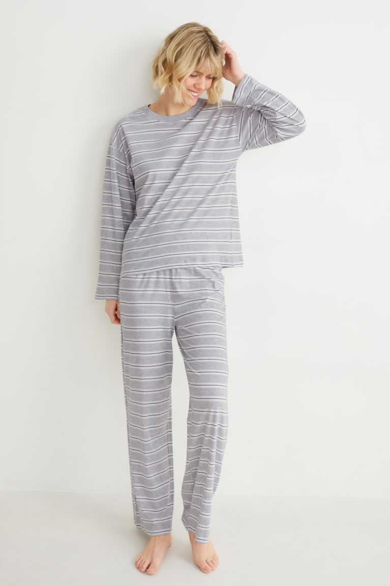 Light Gray C&A Pyjamas Striped Women\'s Nightwear | MLDEO-1875