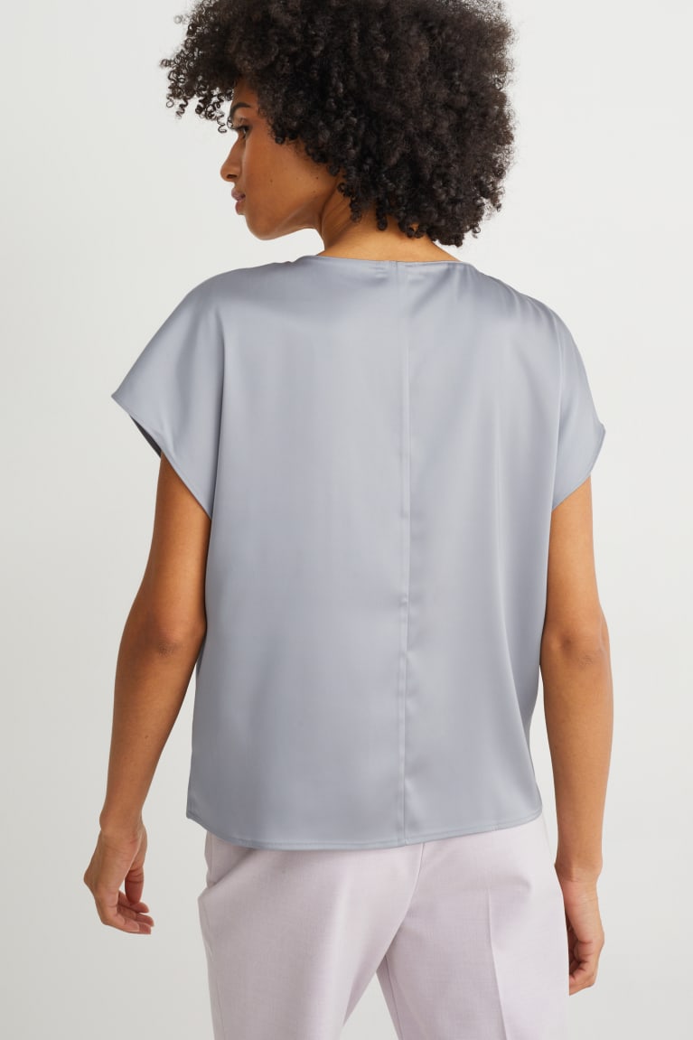 Light Gray C&A Satin With Recycled Polyester Women's Blouses | QEIHR-4927