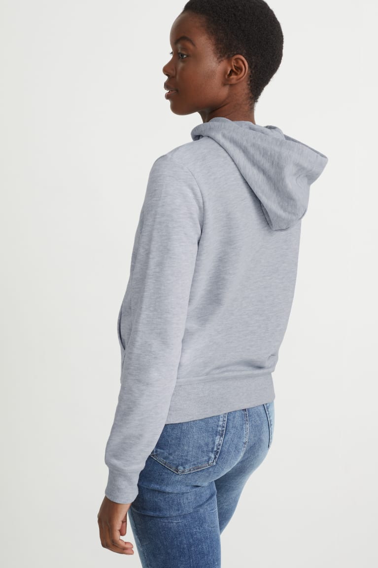 Light Gray Melange C&A Basic Zip-through With Hood With Organic Cotton Women's Sweatshirts | FMKXY-2645